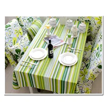 

Polyester Cotton Tablecloths, Waterproof Table Covers Simple Stripes Green Dining Table Coffee Table Deco