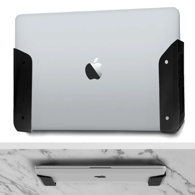 책상 아래 노트북 거치대, 벽걸이형 노트북/태블릿/맥북용 선반 홀더, 스크래치 방지 실리콘 포함