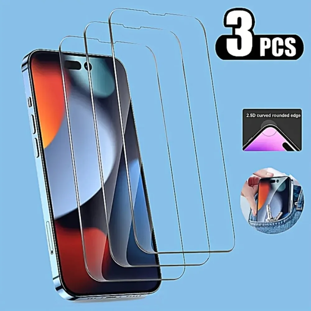 

Защитное стекло, закаленное стекло для IPhone 12 13 15 11 14 Pro Max X XR XS Max 7 8Plus, 3 шт.