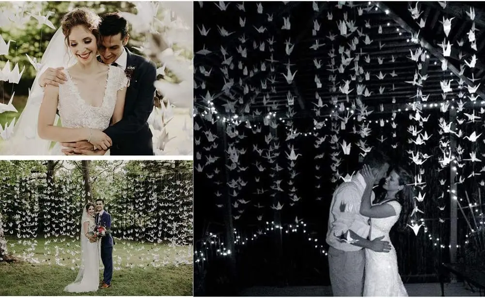 Festa De Casamento, Origami Crane Na Corda