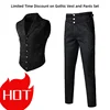 Gothic Vest Pants Combination, Halloween Men's Suit Vest Pants, Steampunk Victorian Stage Pantalon Performance Style Waistcoat 1