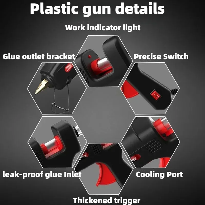 100W Heavy Duty Hot Glue Gun, Copper Nozzle, 11mm Sticks, Fast Heat, Ideal for DIY & Electronics Repair, Silicone Gun EU Plug