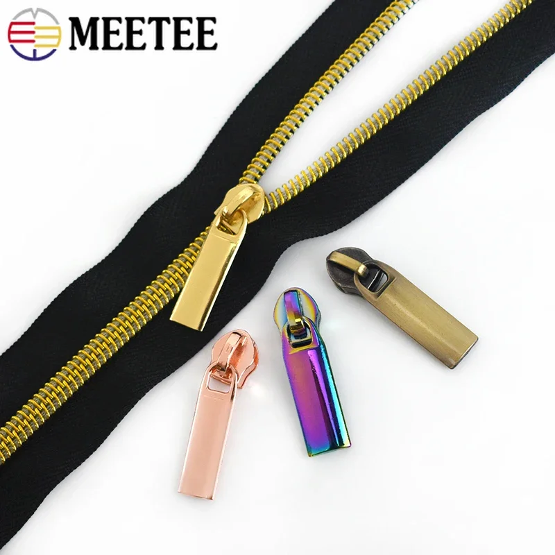 100pcs Meetee Zipper Sliders for 5# Nylon Zippers Down Jacket Pocket Bags Zip Head Puller Repair Kits DIY Sewing Accessories