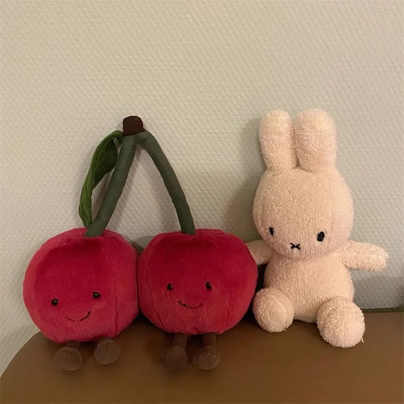 Cute Cartoon Funny Cherry Plush Stuffed Toy Keychain Pendant Backpack Hanging Keyring Ornament Bag Decor Accessories Gift