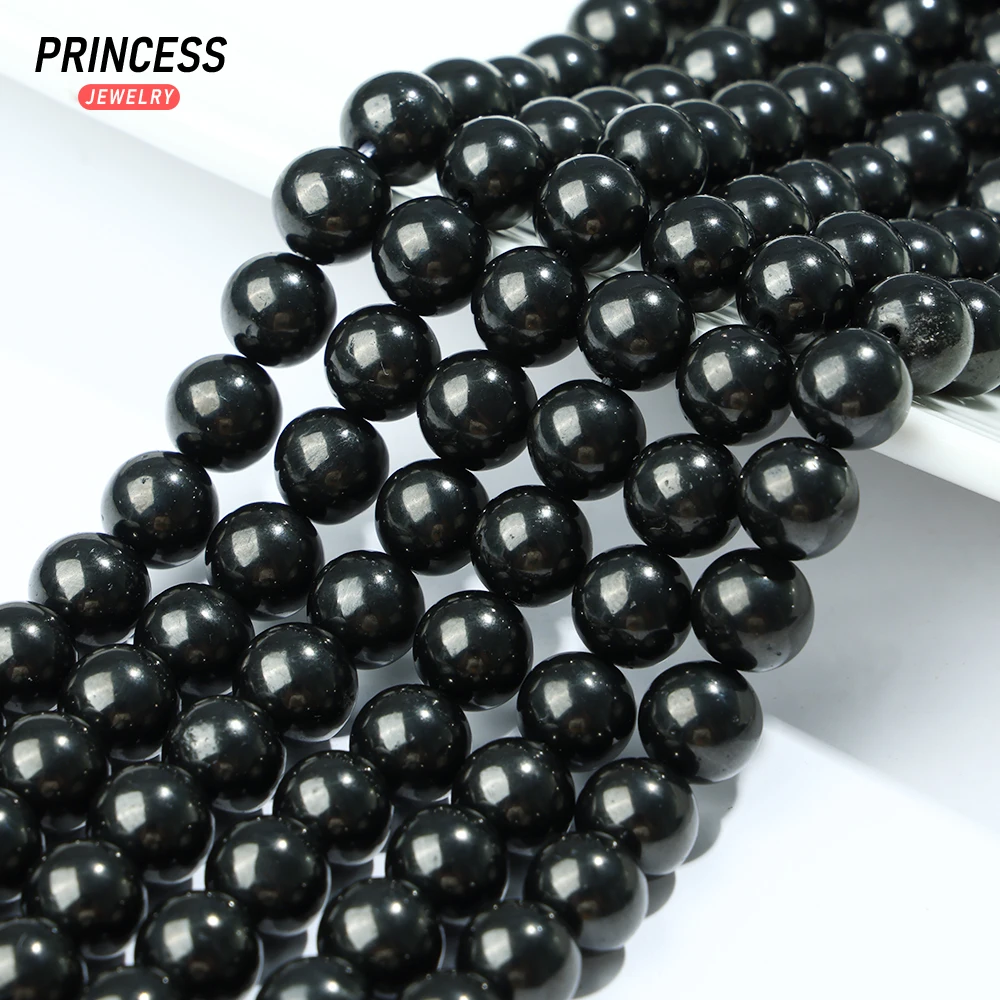 A++ Natural Jet Coal Crystal 4 6 8 10 12mm Loose Gem Stone Beads for Jewelry Making Wholesale Crystal Beads DIY Accessories 6