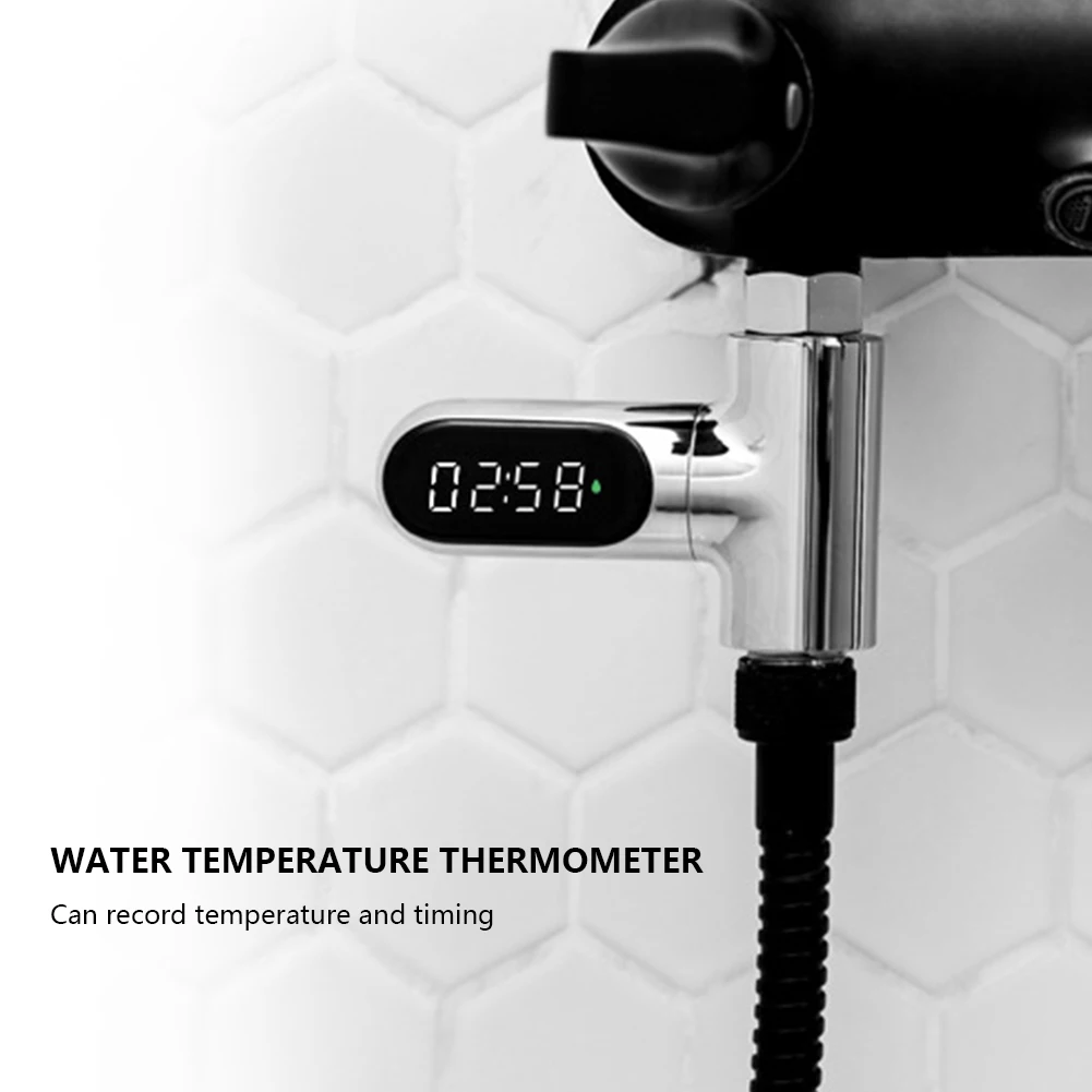 Fahrenheit Celsius Water Thermometer Water Flow Self-Generated Electricity Temperature Tester for Home Kitchen Bathroom Shower