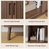 End Table Set with Charging Station, Mid Century Modern Fluted Nightstands with Sliding Tambour Doors, Curved Accent Wood Side 5