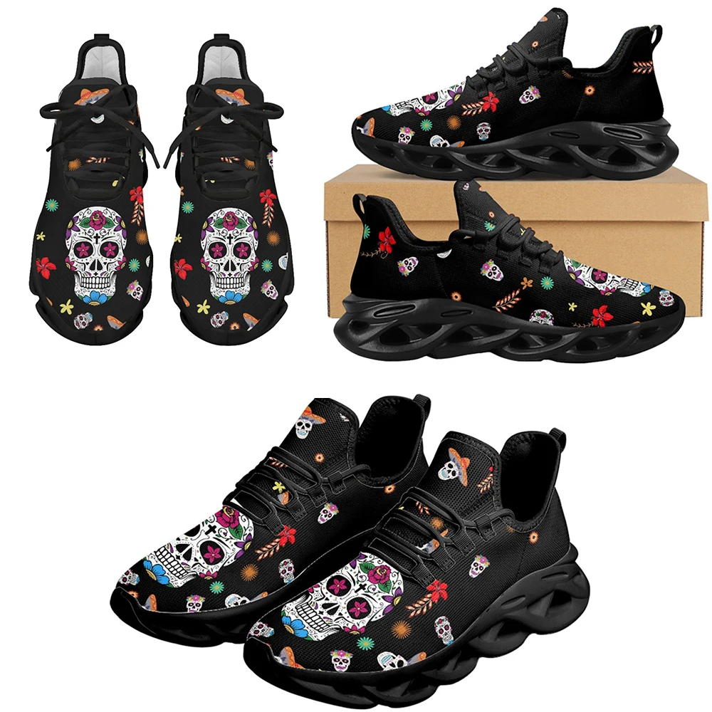 

INSTANTARTS Gothic Sugar Skull EMT Medical Sneakers for Womens Mens Round Toe Cushion Shoes Light Non-Slip Tennis Halloween Gift