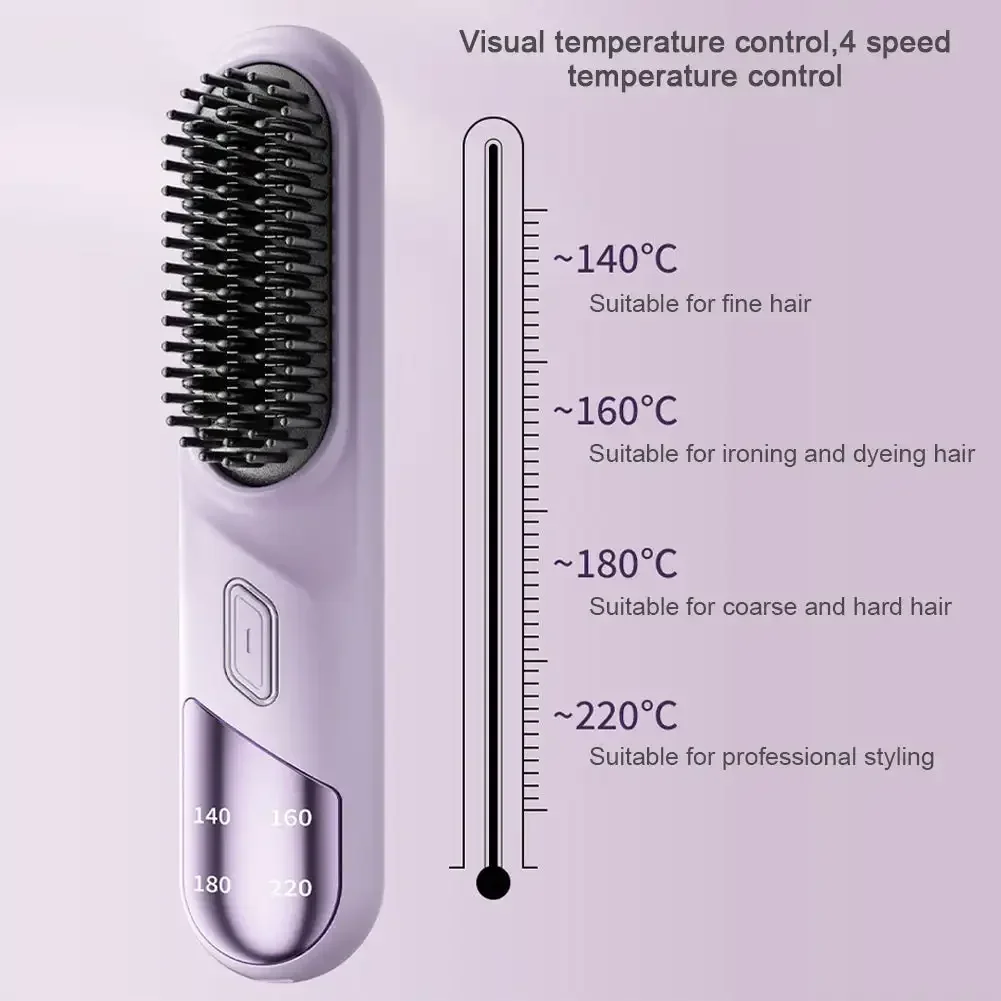 Hair Straighteners Wireless Mini Hair Curler Hot Comb Dryer Straightening Brush Styling Appliances Hot Comb Straightener