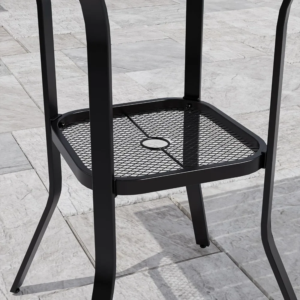 Outdoor Bar Table outdoor bar table with Umbrella Hole Patio Furniture Square Metal Bar Height Cafe Bistro