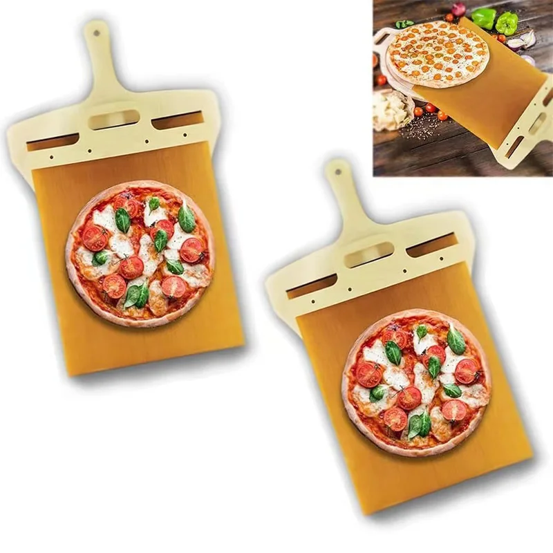 

Sliding Pizza Peel Shovel With Handle Foldable Wooden Handle Transfer Tray Pizza Spatula Bread Baking Tools Kitchen Aaccessories