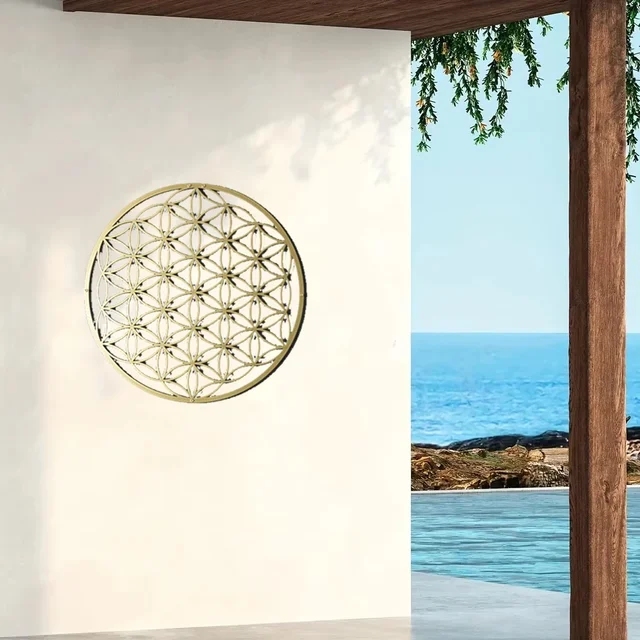 Ramadan & Eid – Art mural spécial fleur de vie en métal, pour décoration de chambre à coucher et de salon, Design Lotus comme pièce d'accent au-dessus du canapé 5