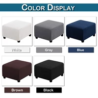 Jacquard Square Ottoman Cover Stretch Spandex Footstool Sofa Covers All-inclusive Footrest Chair Slipcover for Living Room Decor 2