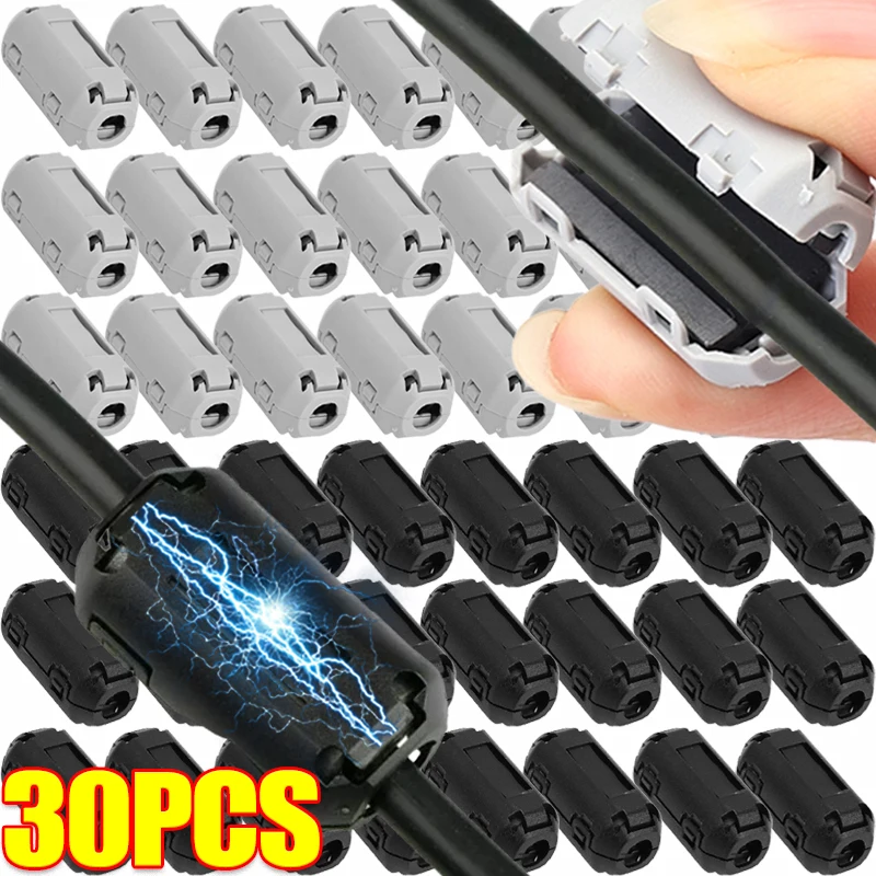Noise Filter Magnetic Clip Ferrite Core Noise Suppressor Filter Ring Cable Clamp Wire Soft Magnet Clips for Powerline Power Cord cable filter cable noise suppressor