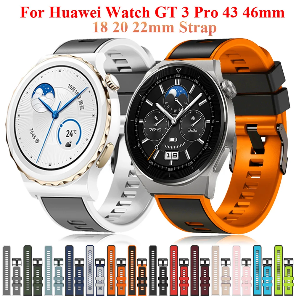 

Ремешок силиконовый для Huawei Watch GT 2 3 Runner GT3 Pro Magic Watch 2, браслет для наручных часов 18 мм 42 мм 43 мм 46 мм, 18 20 22 мм