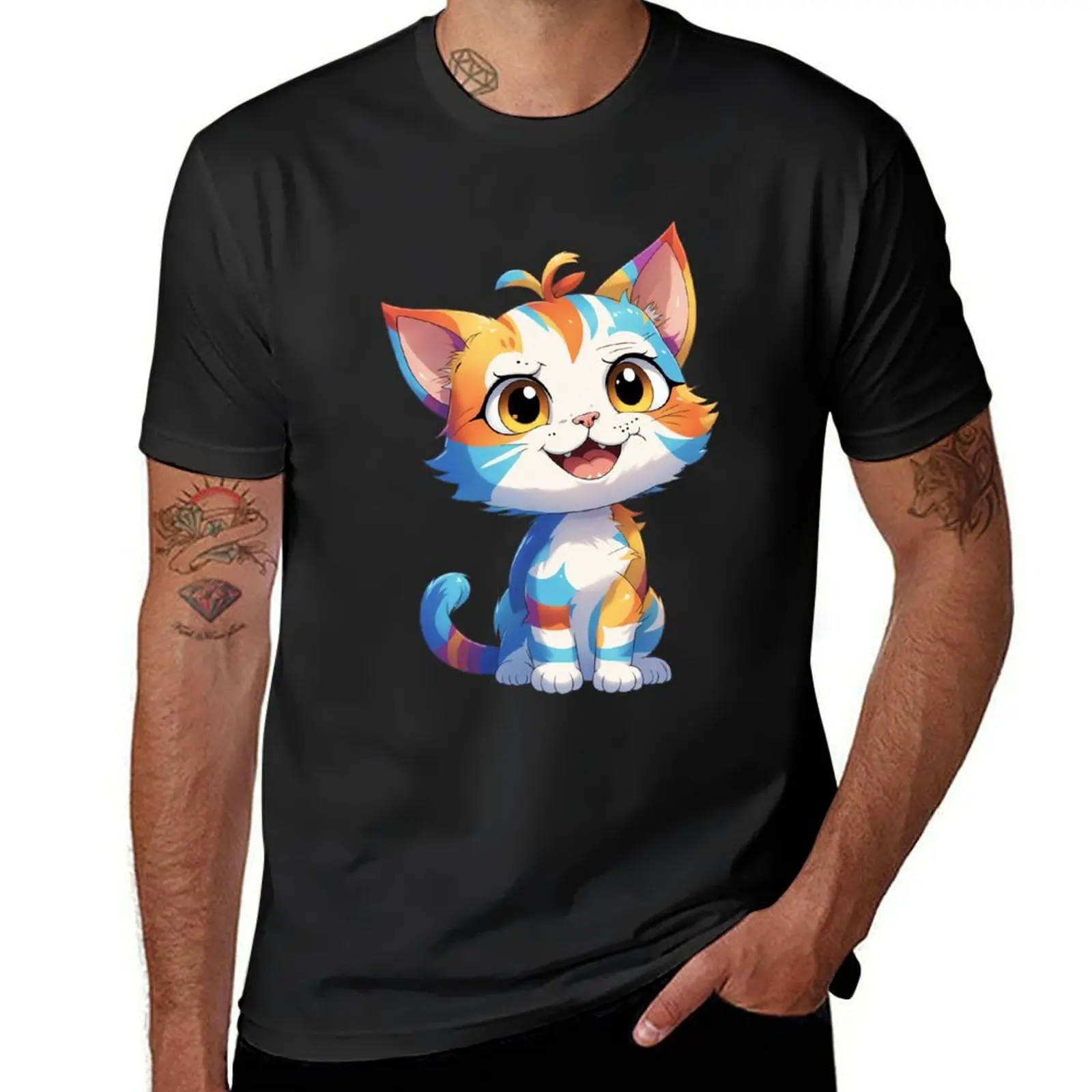 

rainbow cat-02 T-Shirt boys animal print blacks Blouse mens vintage t shirts