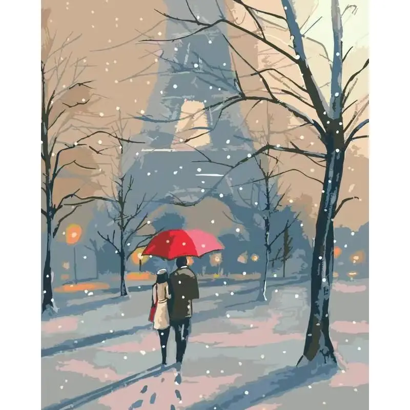 

GATYZTORY Paint By Number Snow Lovers Landscape Drawing On Canvas Diy Pictures By Numbers Kits Art Gift Home Decor