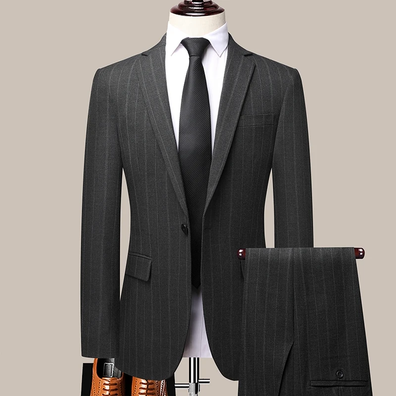 Men's Wedding Suit (suit + Trousers) Stylish and Handsome Banquet Youth Dress Suit Business Casual Two-piece M-5XL