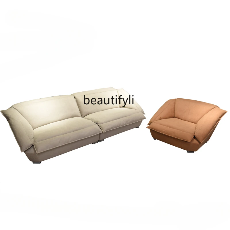 

Warm Color Fabric Sofa Modern Minimalist Italian Living Room Small Apartment Cream Style Disposable Flannel furniture