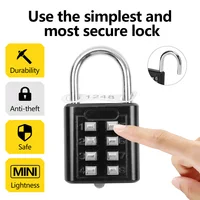 8-значная комбинация, наружная кнопка, водонепроницаемый фиксированный навесной замок с произвольным кодом, дорожный умный замок из цинкового сплава для багажа с ключом, защита от кражи