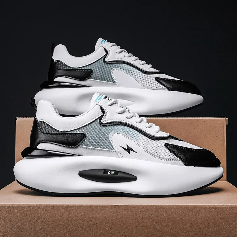 Sports shoes 2024 New men's running shoes Low cut thick sole trend casual  Korean versatile breathable men's shoes sneakers 2