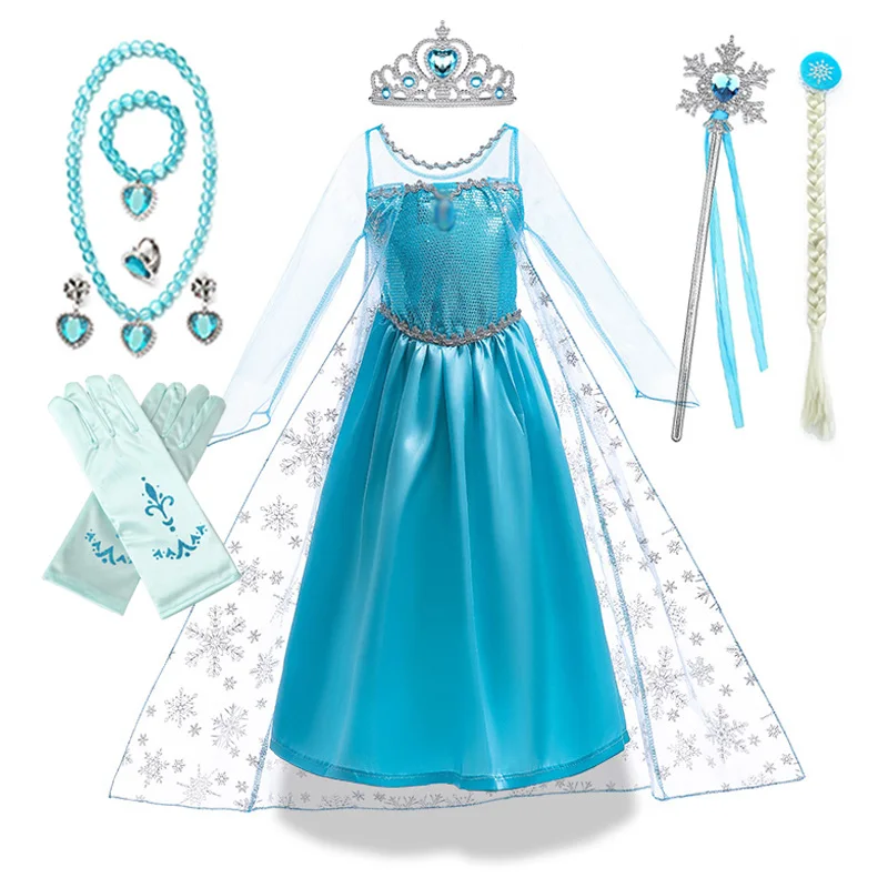 thumbnail image 1 of Disfraz de Elsa y Reina de las Nieves para niñas de 3 a 10 años, para Halloween, carnaval, fiesta, baile de graduación, cosplay, vestido de princesa, ropa para niños, 1 of 5