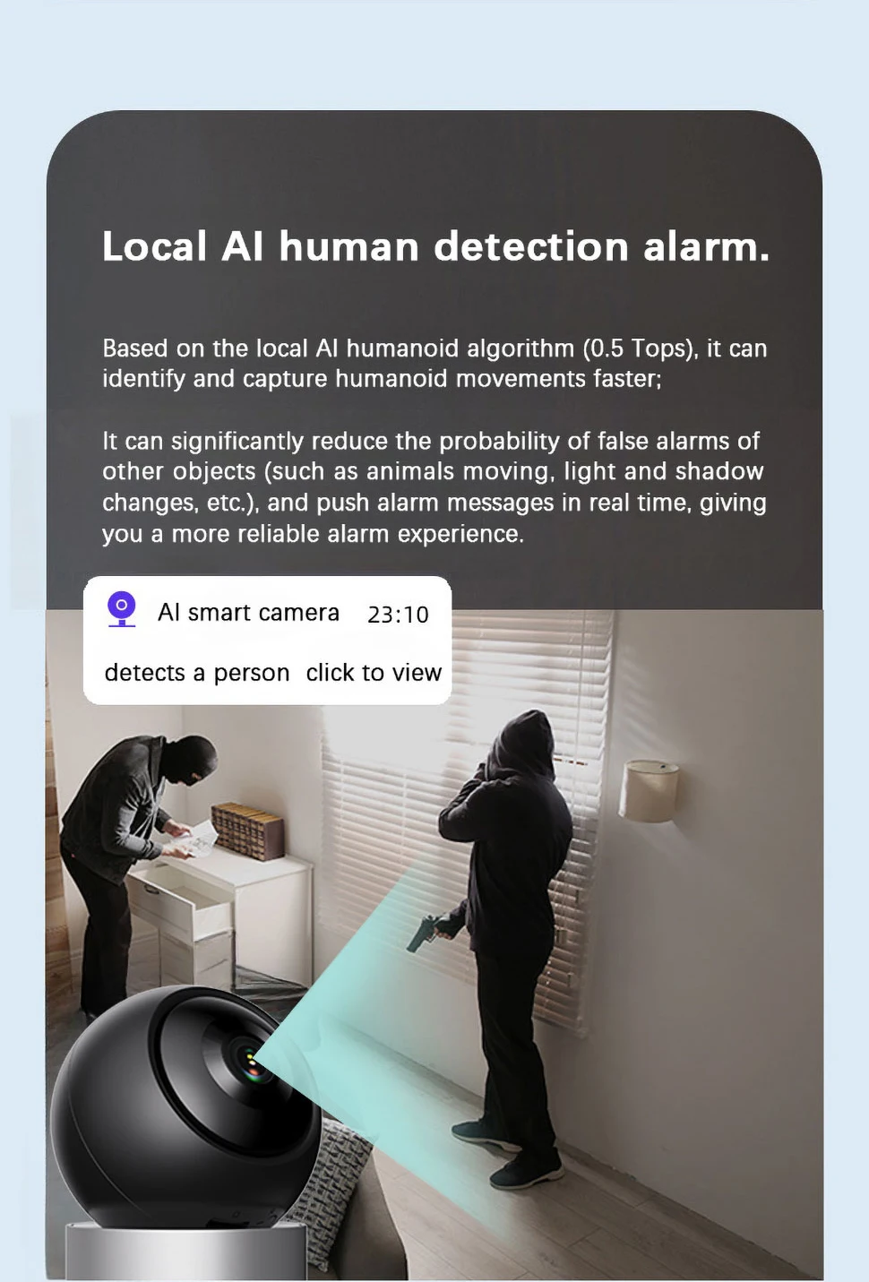 5MP WiFi Pan/Tilt Camera Work with Tuya Smart App Support Night Vision HD Video