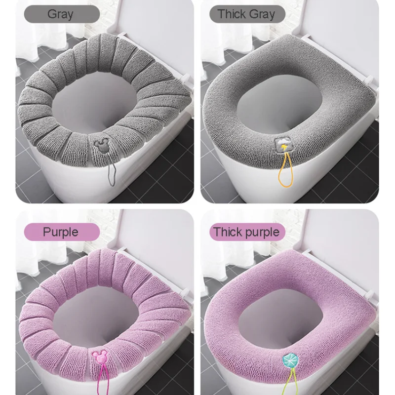 Toilet Seat Cushion Thickened Toilet Cushion Winter Soft Washable Common Nordic Toilet Seat Pads Household Bathroom Lavatory Cushion Set