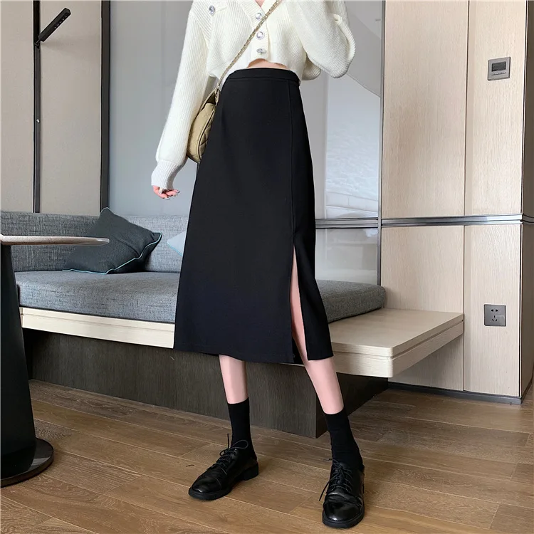 

Irregular Split Half Body Skirt Mid Length A-Line Skirt Ins Super Fairy Slim High Waist