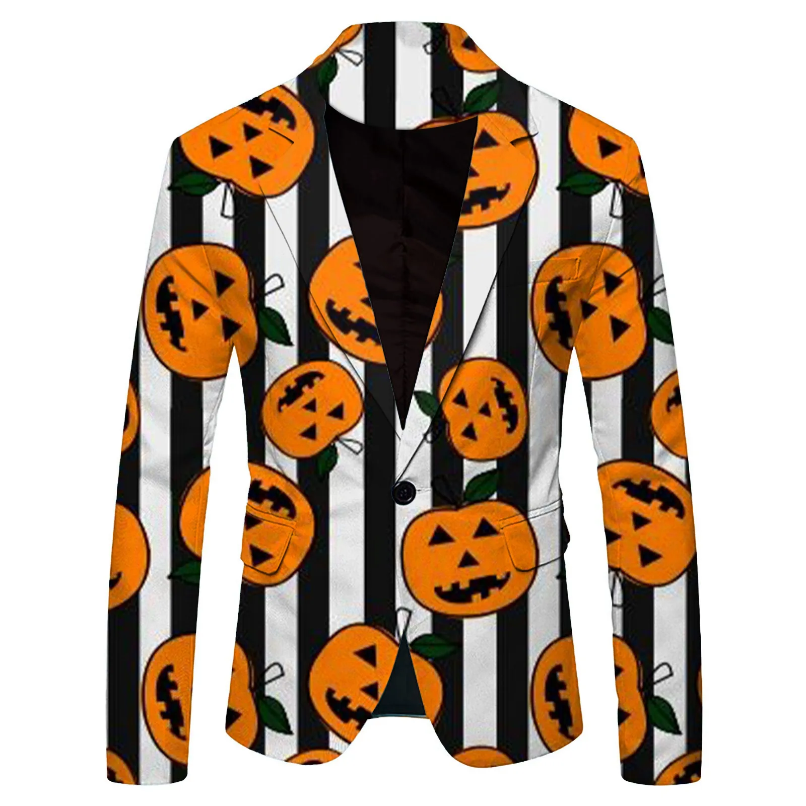 Funny Pumpkin Men's Halloween Blazer Jacket Casual Slim Fit Long Sleeve Suit Expression Print Fashion Suit Party Wear Jacket