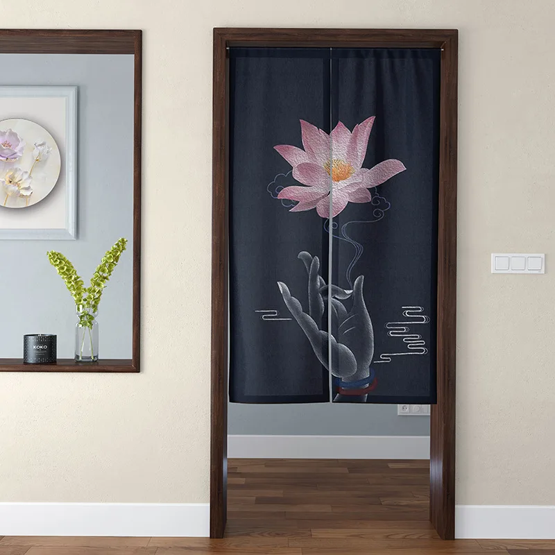 

Chinese-Style Zen Door Curtain Partition Curtain Kitchen Toilet Porch Japanese-Style Short Curtain Half Curtain