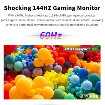 HGFRTEE 15.6inch Portable Monitor FHD-IPS Panel Second Screen for Laptop Gaming Extended Display with Type C HDMI 2