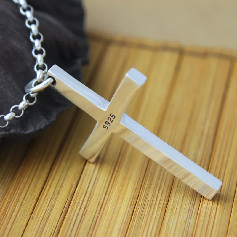 Silver Pendant 925 Sterling Silver 4mm 45.5*28.7mm Cross For Men Women