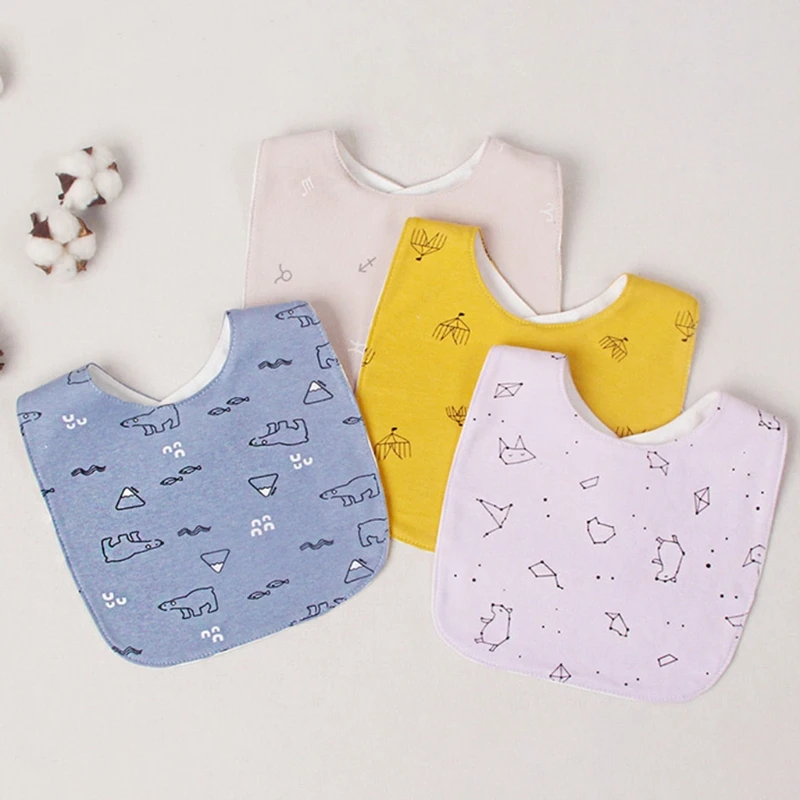 

4Pcs/Set Baby Soft Cotton Saliva Towel Toddler Newborn Waterproof Burp Cloth Cartoon Printing Feeding Bibs Infants Shower Gifts