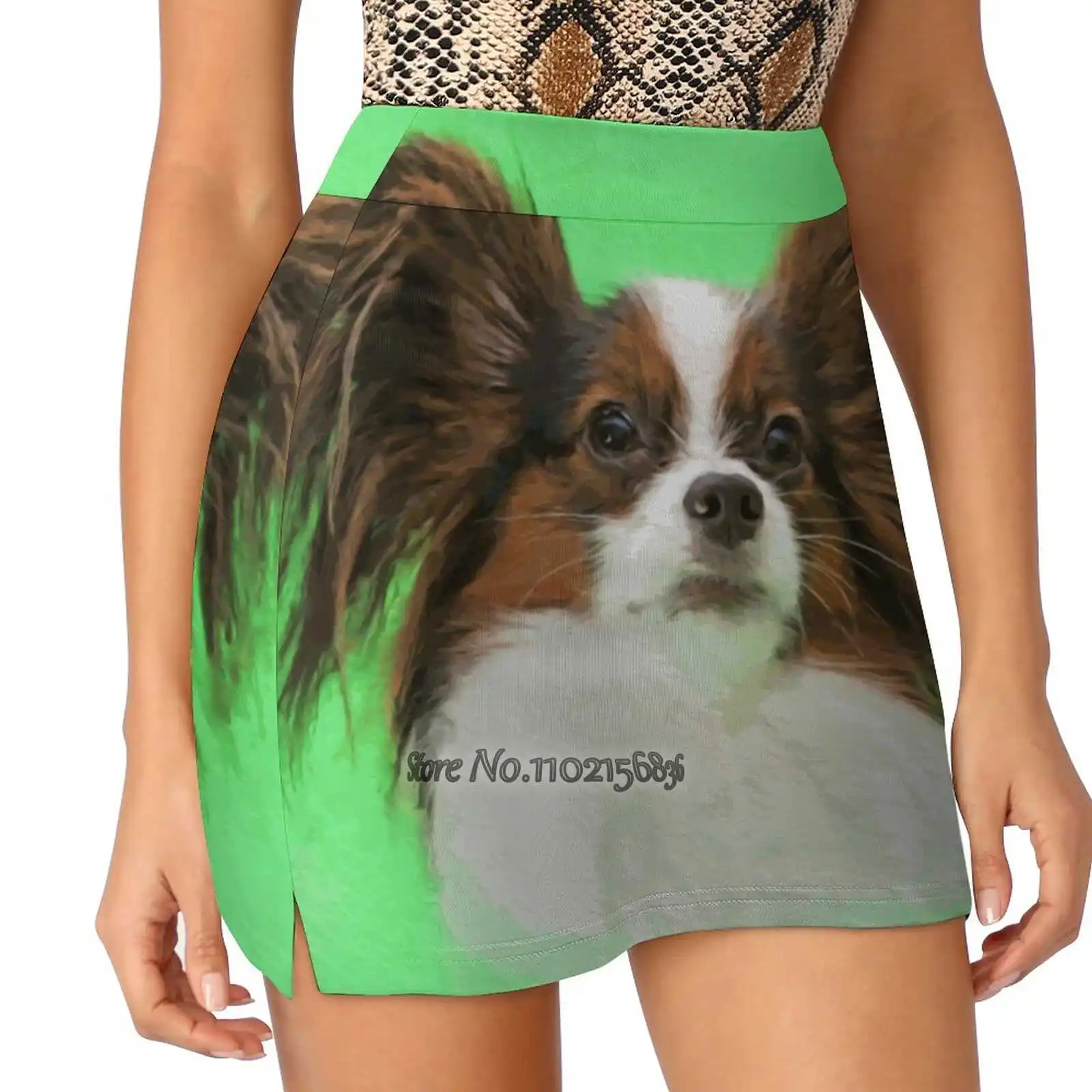 Papillon - Continental Toy Spaniel Donna Fodera Sportiva Gonna Tennis Dance Fitness Gonne Corte Stampate Papillon Toy Spaniel