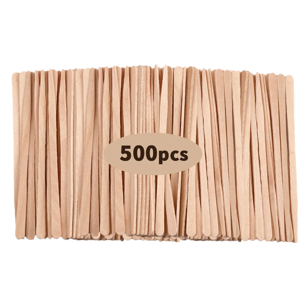 Viilife 500PCS Disposable Wood Stick Spatulas Log Hair Removal Wax Coating and Scraping Tool Eyebrow Trimming Wooden Stick