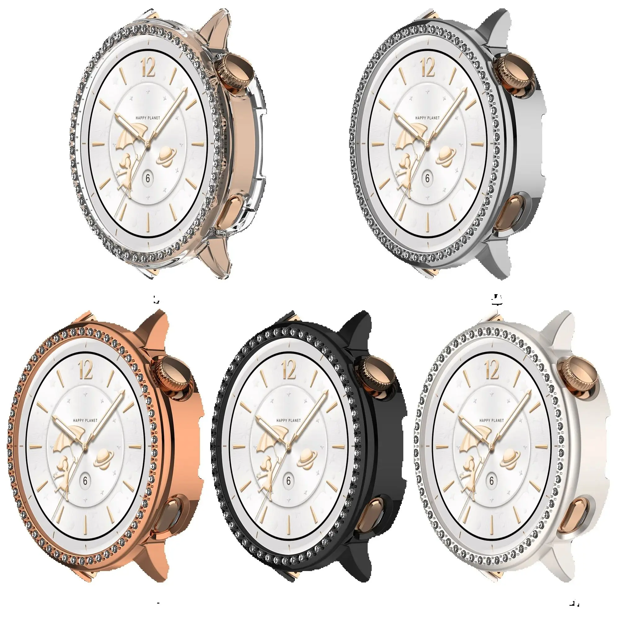 Bling PC Hollow Protective Case with Diamond Design for Smartwatches 43mm, Hard Shell Cover