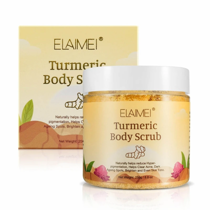 250g Turmeric Face Body Salt Scrub Skin Exfoliating Brightening Acne Deep Cleansing Pore Dead Skin Natural