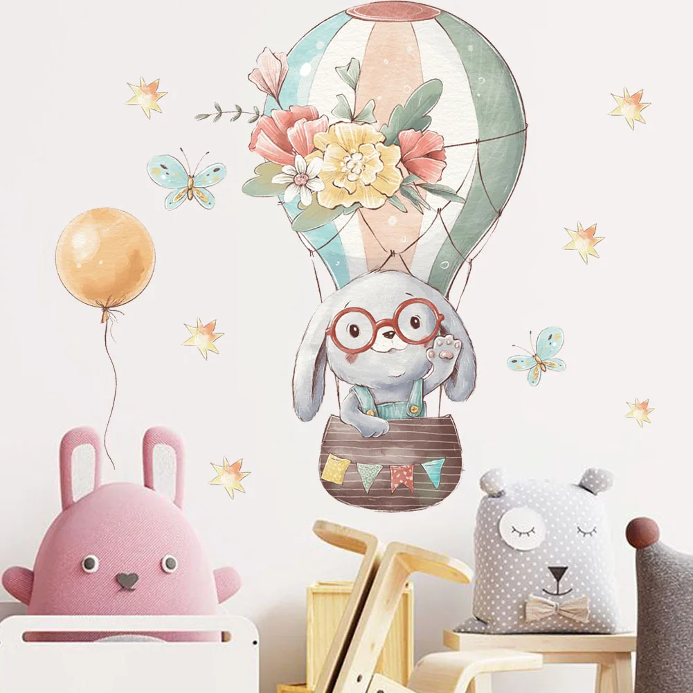 Adesivi Murali Decorativi Per Cameretta Con Coniglietto, Orso, Volpe E Luna – Set 2 Fogli 40x90 Cm, Rimovibili E Riutilizzabili