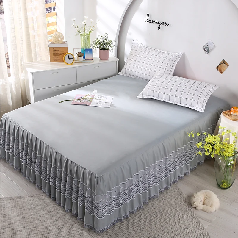 

Princess Lace Bed Skirt Bedding Solid Ruffled Bed Skirt Bed Sheets Mattress Cover King Queen Full Twin Size Bed Cover #s