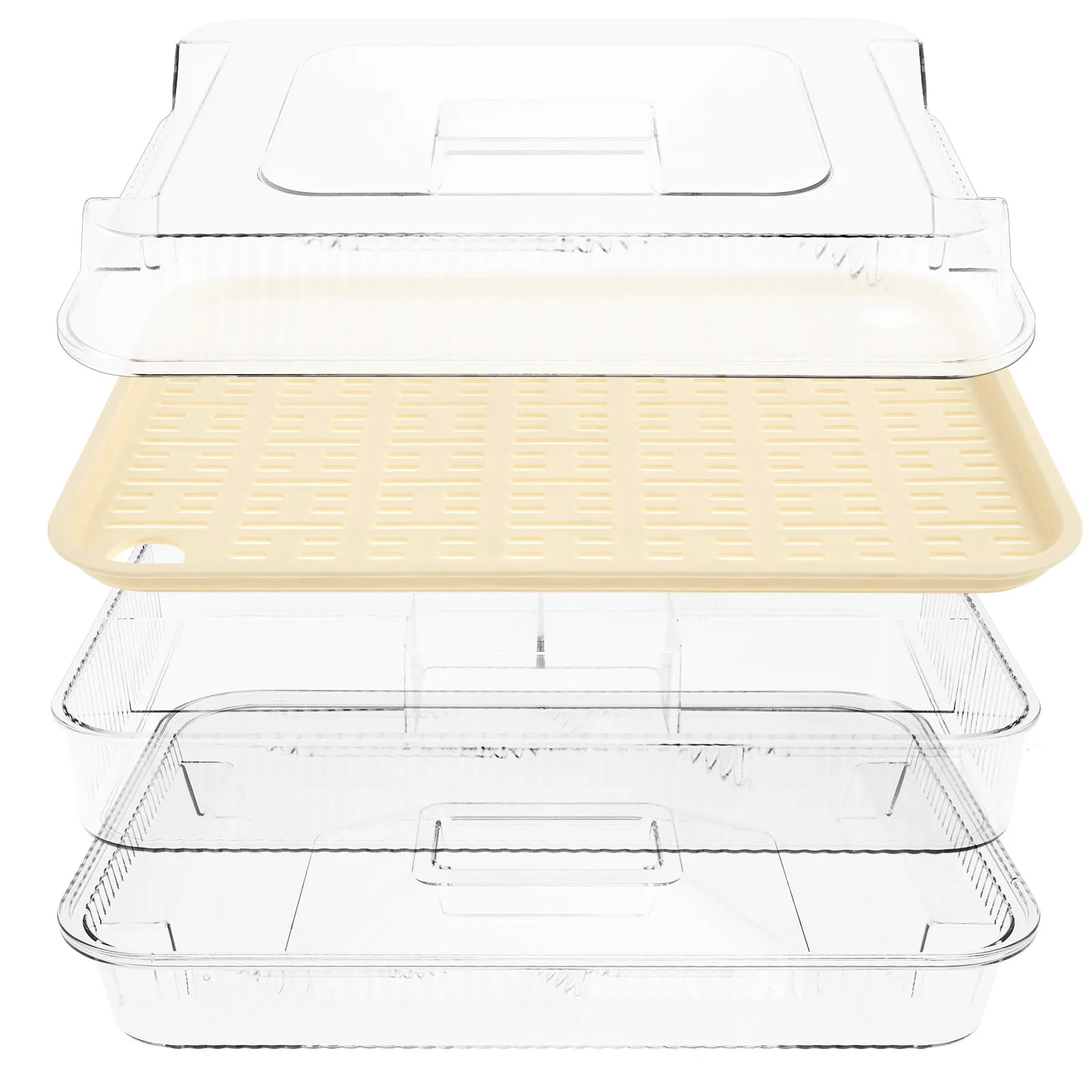 3 Layer Plastic Clear Chilled Party Platter With Lid Lightweight Detachable Fruit Ice Serving Tray for Shrimp Cocktail Appetizer