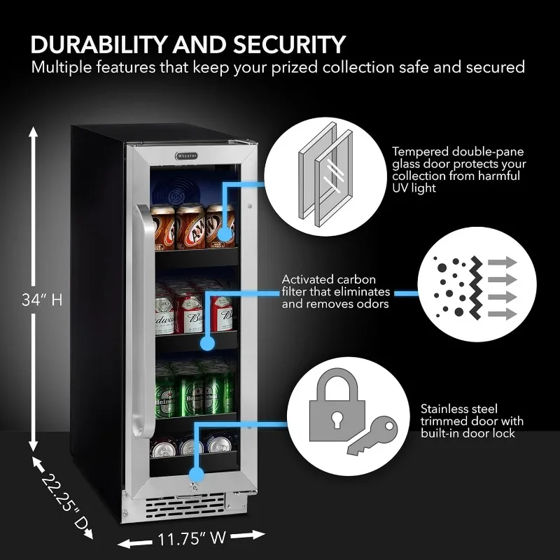 Whynter BBR-638SB Built-in Under Counter 12inch Beverage Refrigerator and Cooler,Fridge with Glass Door,2.0 Cubic Feet,Stainless 4
