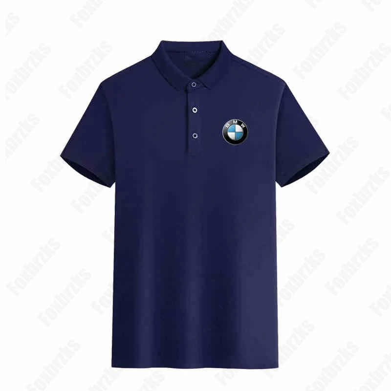남성용 BMW 로고 여름 칼라 폴로 셔츠 남성용 캐주얼 루즈 품질 편안한 BMW 남성용 반팔 탑 버튼 가디건 2025