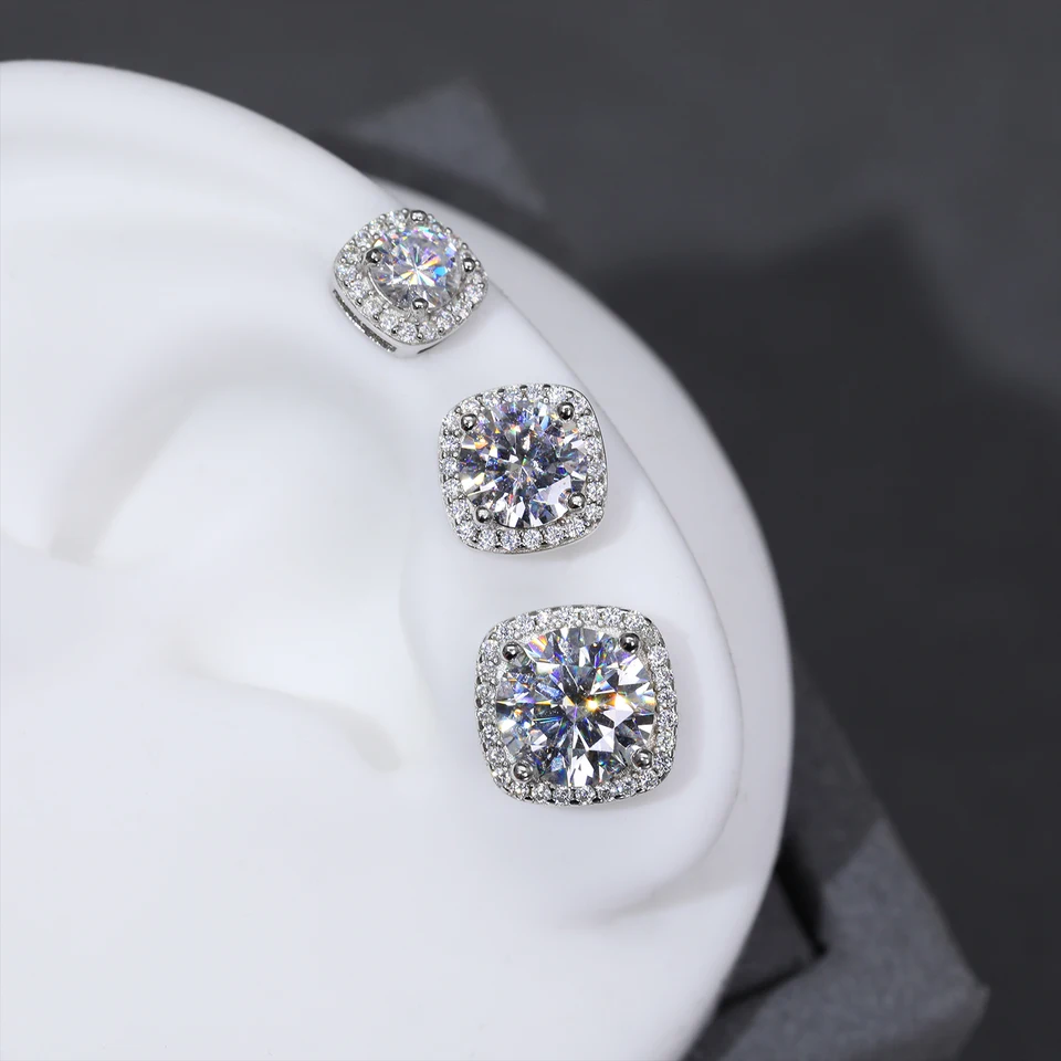 Luxurious Moissanite Stud Earrings in Silver