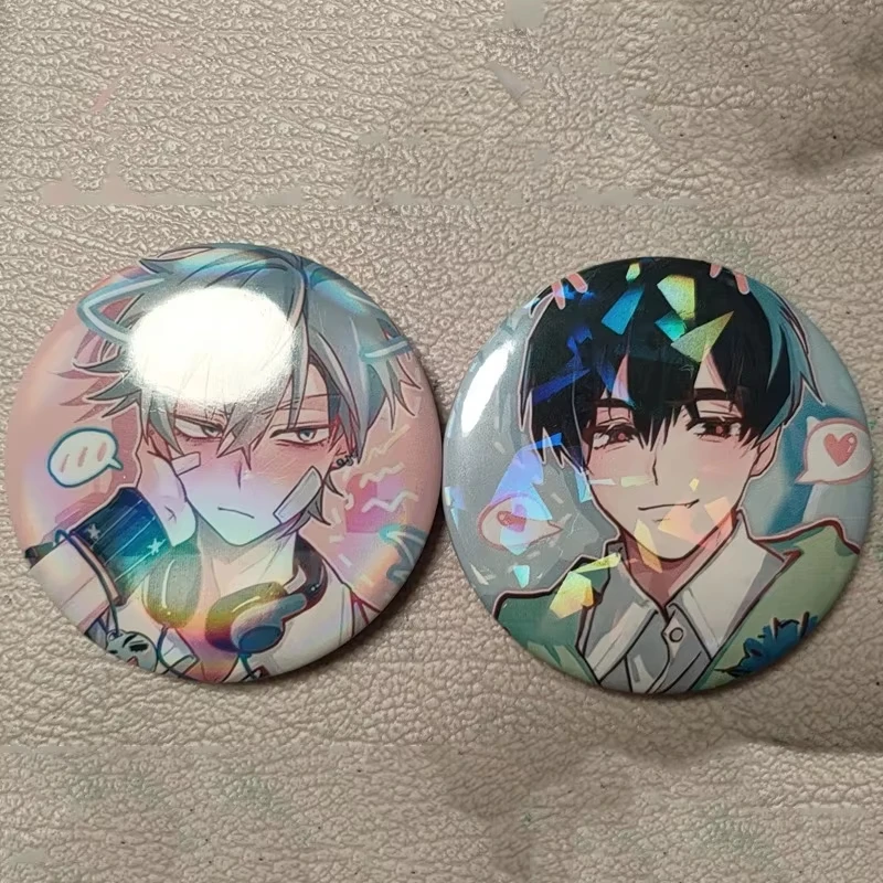 Anime Button Brooch Pins 2Pcs Shy Couple Alien Stage Ivan Till Cartoon Badge for Backpack Jewelry Accessories Handmade Gifts
