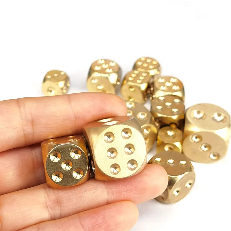 Metal Dice 5pcs Solid Brass 6-Sided Game Dice 15mm