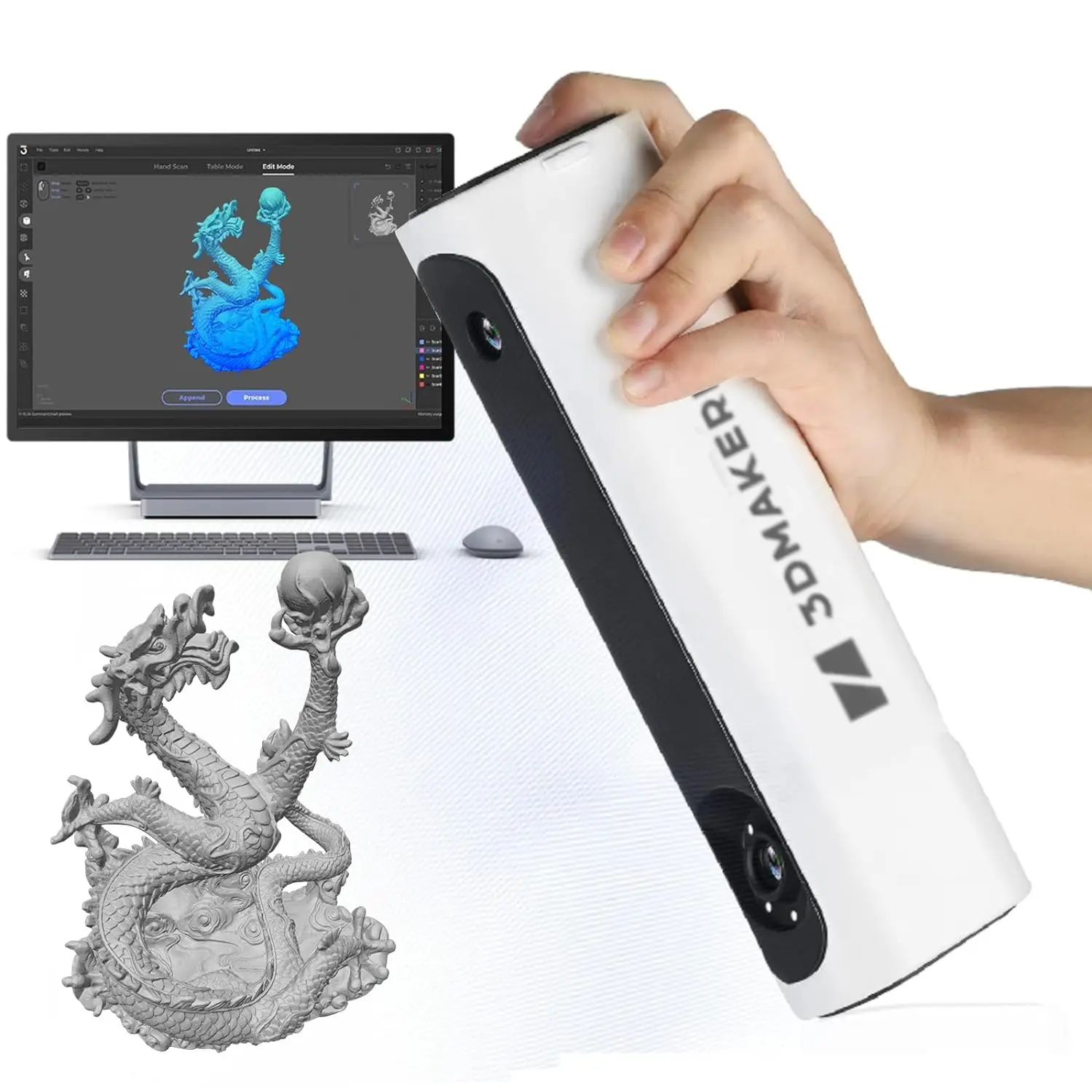 3DMakerpro Lynx 3D 스캐너, 0.1mm 정확도, 10 FPS 스캔 속도, 휴대용 3D 스캐너, 3D 인쇄 및 3D 프린터 프리미엄