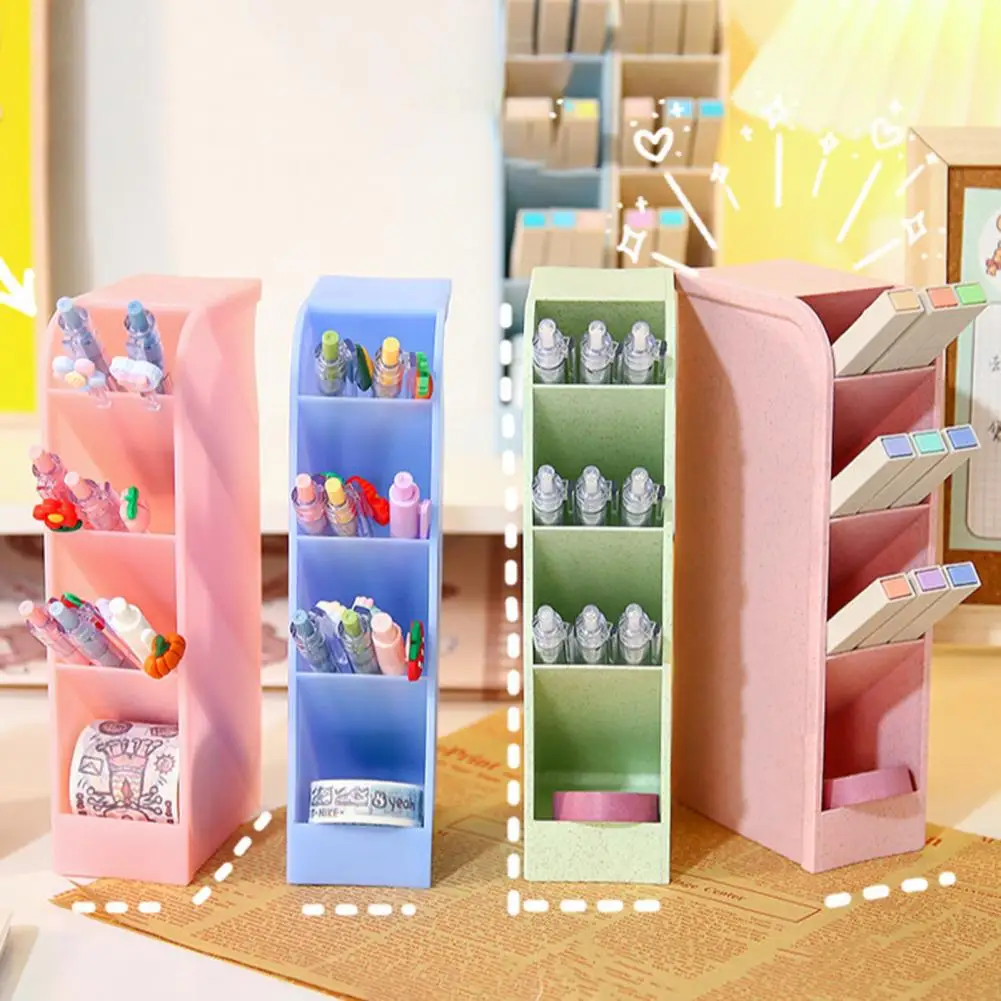 Hard Storage Makeup Storage Rack Slanting Compartment Keep Neat Desktop Pencil Organizer Stationery Case