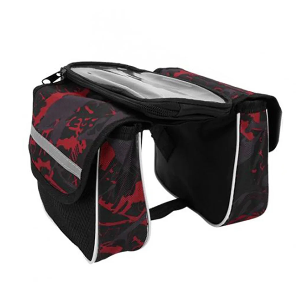 

Durable. High quality Bicycle Bag Double Side Front beam Package Pouch Reflective stripes Saddle bag Camouflage