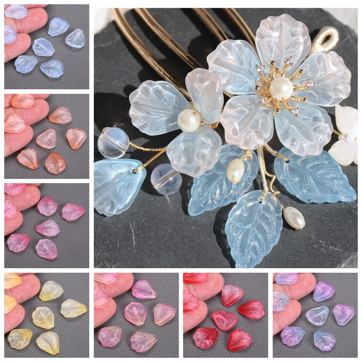 

10pcs 15x18mm Floar Petal Shape Handmade Lampwork Glass Pendants Loose Beads For Jewelry Making DIY Flower Findings